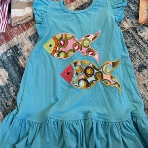 Blue and Yellow Sleeveless Flutter Sleeve Sundress